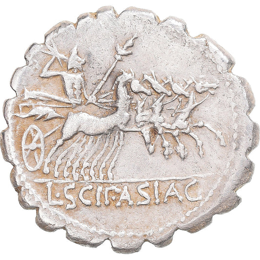 Coniare,
Scipione,
Denario Serrato