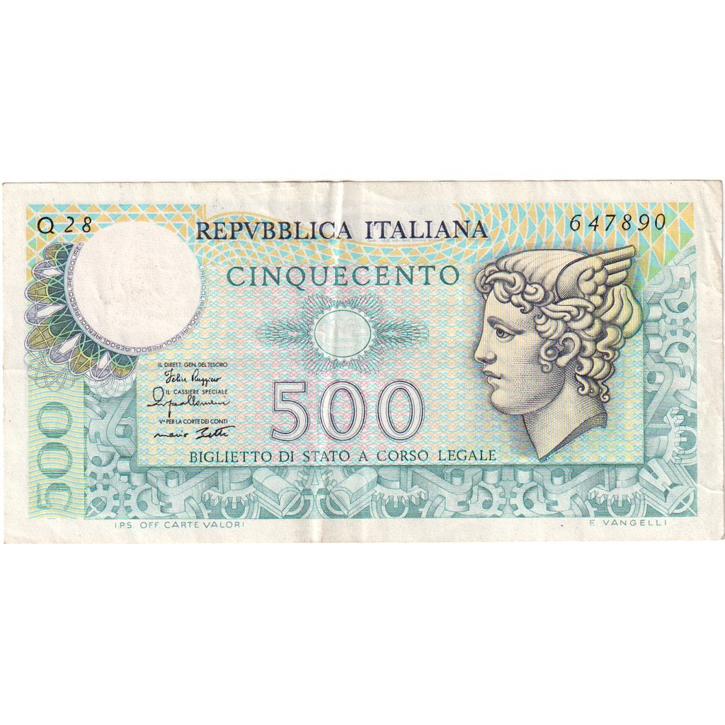 Italia, 
  
  500 lire, 
  
  14-02-1974
