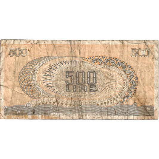 Italia, 
  
  500 lire, 
  
  23-02-1970