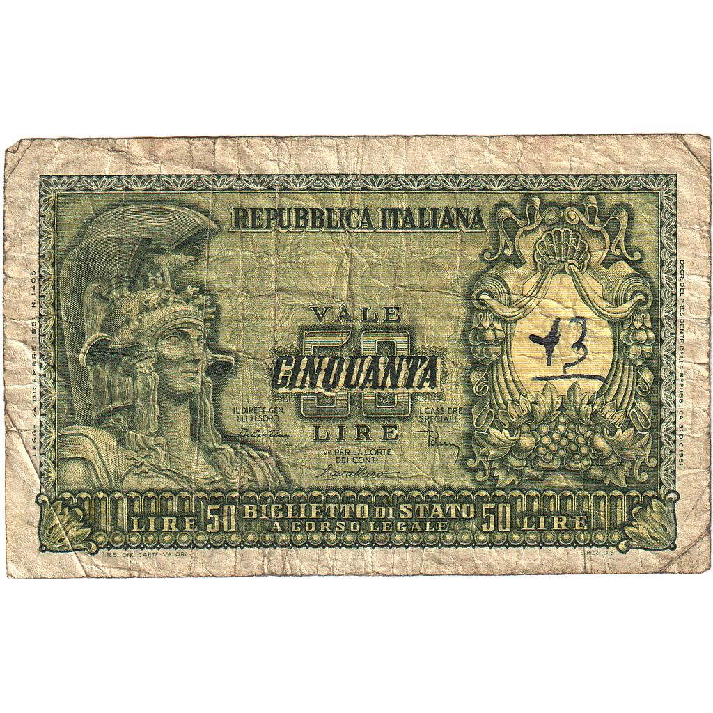 Italia,
50 lire,
31-12-1951