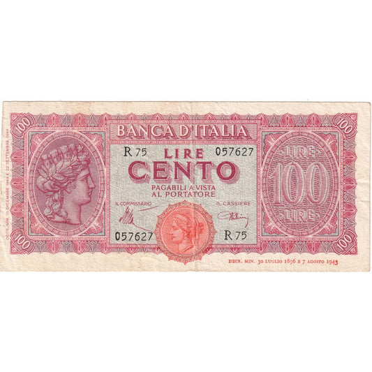 Italia, 
  
  100 lire, 
  
  UA(55-58)
