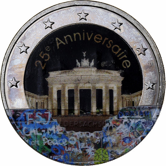 Germania, 
  
  2 euro, 
  
  Scivolo del muro di Berlino