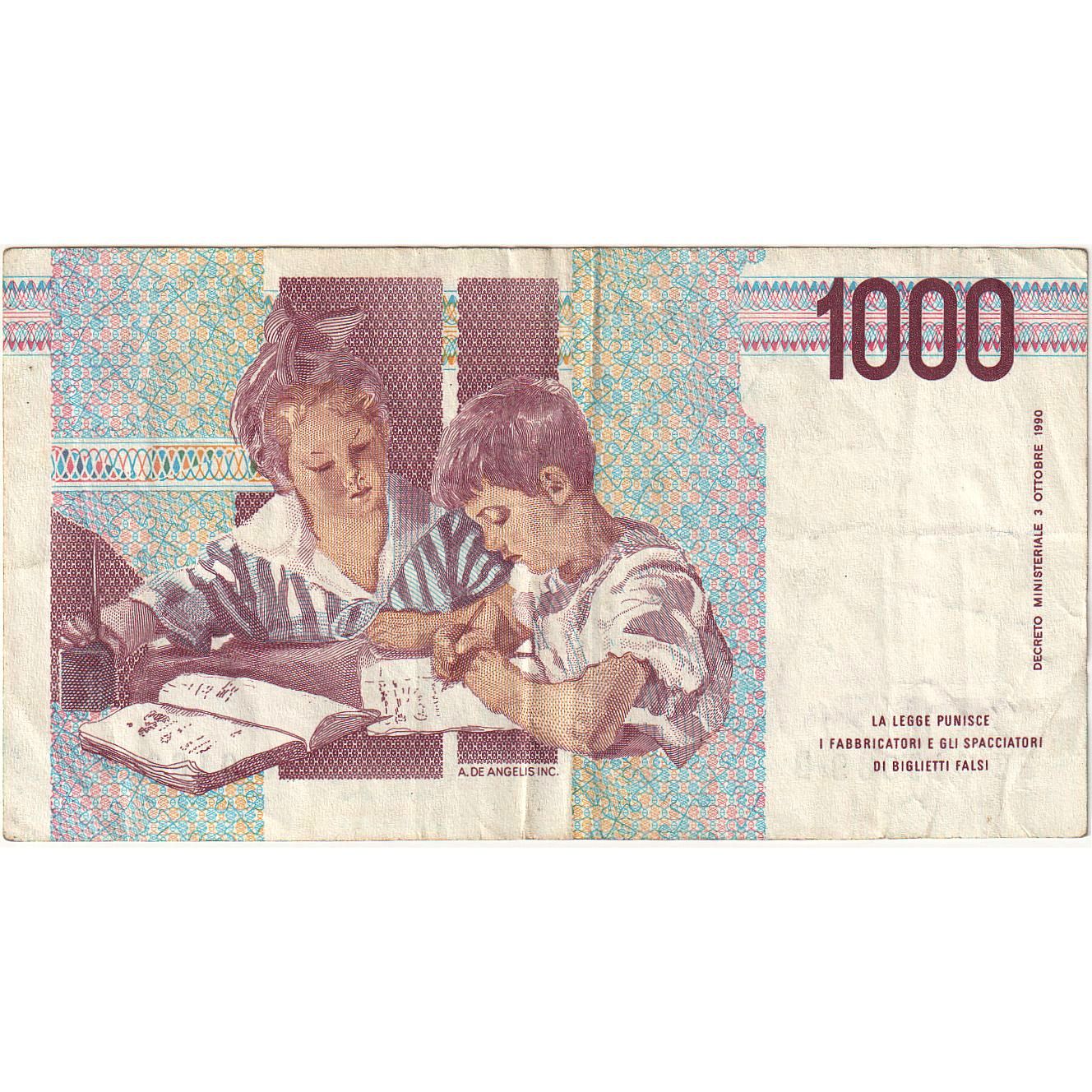 Italia, 
  
  1000 lire, 
  
  03-10-1990