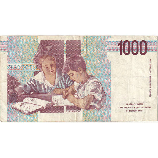 Italia, 
  
  1000 lire, 
  
  03-10-1990