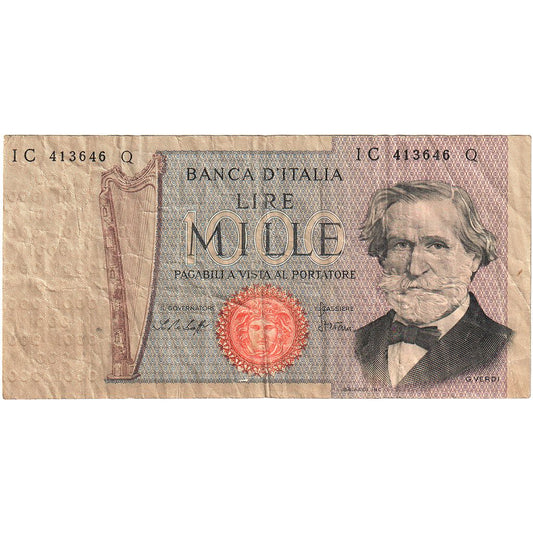 Italia, 
  
  1000 lire, 
  
  26-02-1969