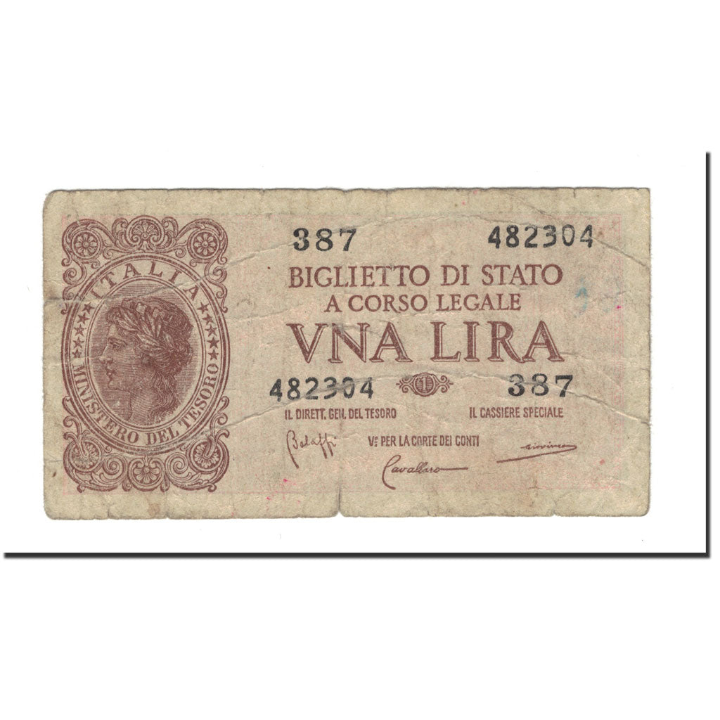 Banconota, 
  
  Italia, 
  
  1 Lira